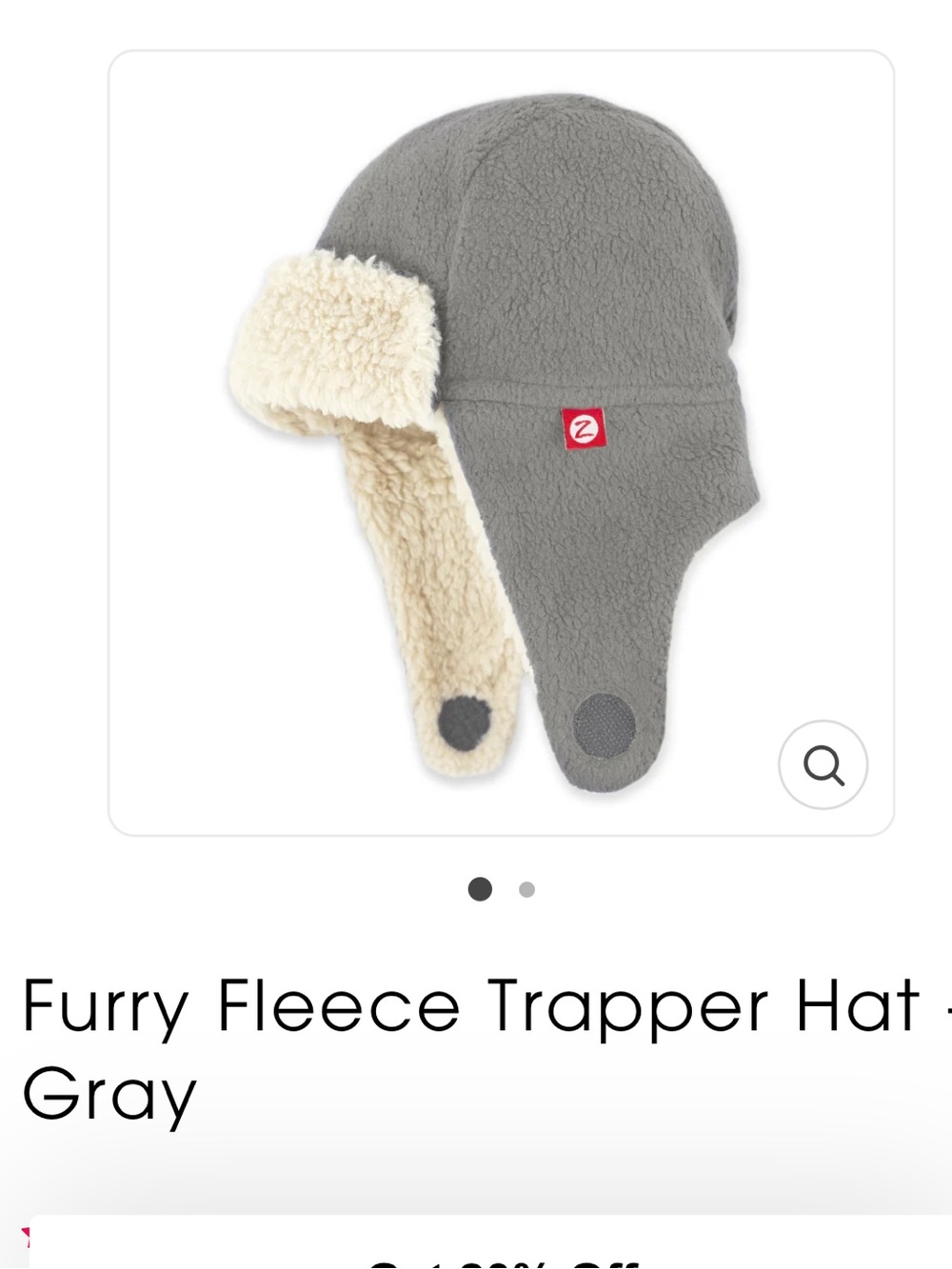 Zutano Gray Fleece Trapper Hat with Cream Sherpa
